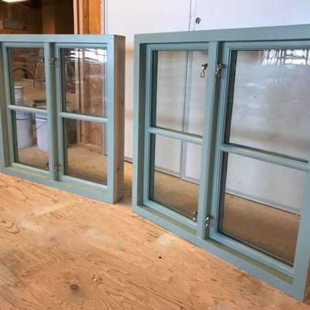 Newly restored windows with green frame